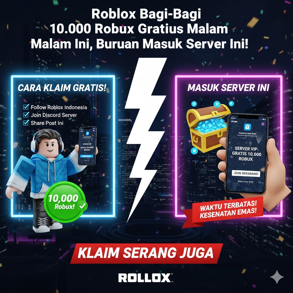 Roblox Bagi-Bagi 10.000 Robux Gratis Malam Ini, Buruan Masuk Server Ini!
