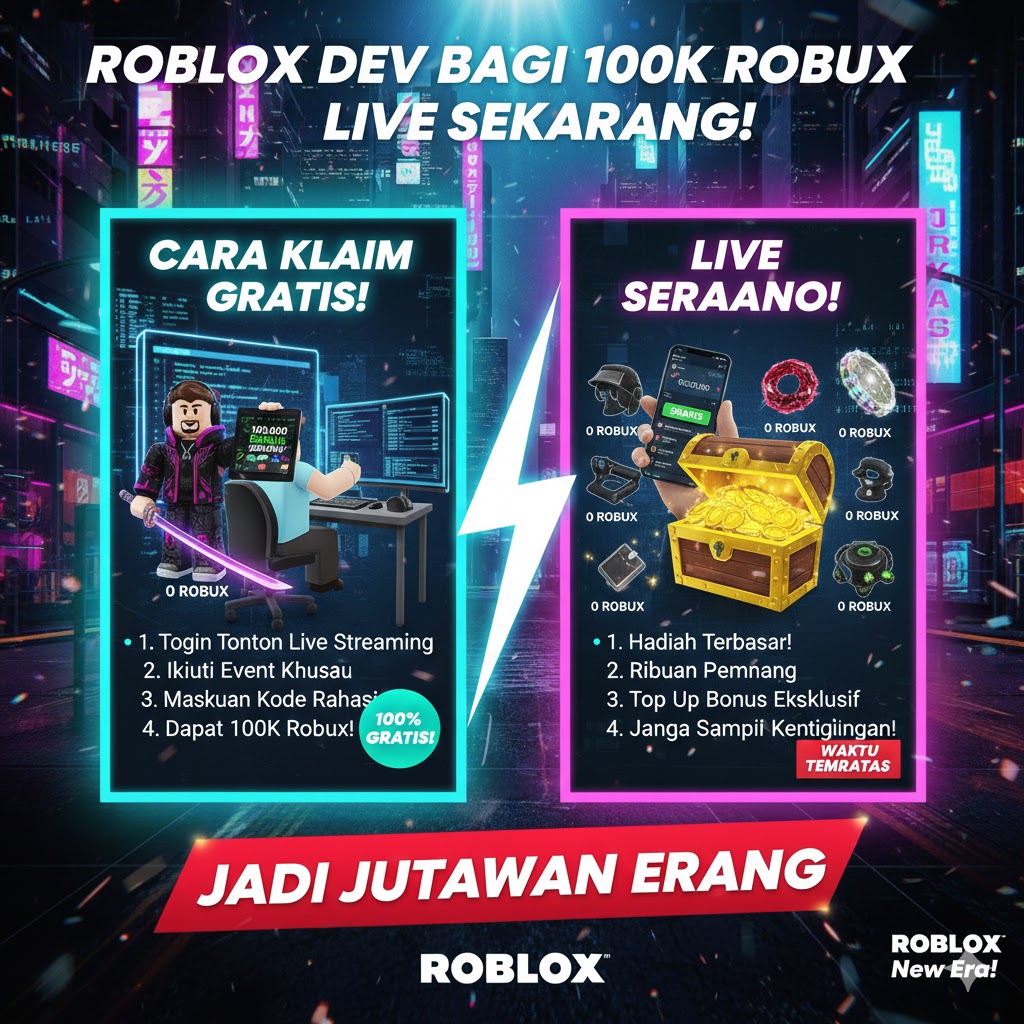 Roblox Dev Bagi 100K Robux Gratis Live Sekarang!
